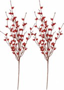 Súprava umelých vetvičiek Červené bubule, 2ks, 70 cm