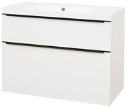 Mereo Mereo, Mailo, kúpeľňová skrinka s umývadlom z liateho mramoru 101 cm, čierne madlo, MER-CN512MB