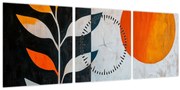 Obraz - Abstrakcia rastliny a slnka (s hodinami) (90x30 cm)