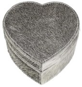 Šedý box z hovädzej kože v tvare srdca - 15 * 15 * 8cm