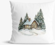 Goldea vianočná dekoračná obliečka na vankúš - zimná chalúpka 45 x 45 cm