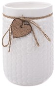 Keramická váza Wood heart biela, 14 x 20 cm