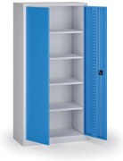 Policová dielenská skriňa 2-dverová, 4 police, 1950 × 950 × 500 mm, modré dvere