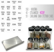 Orion Sada 16ks koreničiek BLACK 80ml + 4ks nerezový organizér na koreničky VASKY - NEREZ (nízky) + sada 24ks štítkov