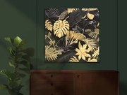 Obraz na plátne Čiernozlaté tropické listy, 80x80 cm%