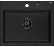 Mexen Oscar, 1-komorový granitový drez 580x490x205 mm, čierna, 6519581000-77-B