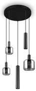 Čierne závesné svietidlo s kovovo-skleneným tienidlom ø 40 cm Mataro – Trio