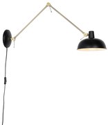 Retro nástenná lampa čierna s bronzovou - Milou