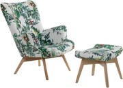 Kreslo Grande s podnožkou, béžová / prírodná (floko 8913)