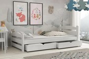 Detská posteľ z masívu borovice MAX so šuplíkmi - 200x90 cm - BIELA