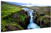 Obraz vodopádu medzi skalami (120x50 cm)