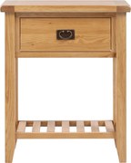 Úzky konzolový stolík so zásuvkou a latkovanou poličkou, 65x35x81 cm