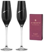 Diamante poháre na šampanské Silhouette City Black s kamienkami Swarovski 210ml 2KS