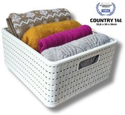 Rotho Plastový košík COUNTRY, rovný, biely - 14 l, 30 x 33 x 16