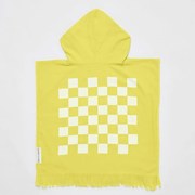 Žltá detská plážová osuška s kapucňou Sunnylife Checkerboard, 3-6 rokov