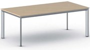 Rokovací kancelársky stôl PRIMO INVITATION, 200x100 cm, sivostrieborná podnož, buk