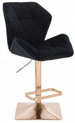 LuxuryForm DESIGN Barová stolička MILANO MAX VELUR na zlatej hranatej podstave - čierna