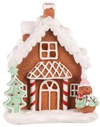 Vianočná dekorácia Domček perníkový zdobený, polyresin, LED