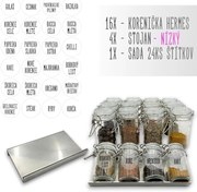 Orion Sada 16ks koreničiek HERMES 100ml + 4ks organizér na koreničky VASKY - NEREZ (nízky) + sada 24ks štítkov