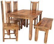 furniture-nabytek.cz - Kuchynská súprava stôl + stoličky + lavica pre 6 osôb z masívneho mangového dreva