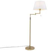 Stojaca lampa bronzová s bielym tienidlom a nastaviteľným ramenom - Ladas Deluxe