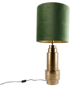Stolová lampa Bronzový zamatový tienidlo zelená so zlatom 40 cm - Bruut