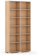 Knižnica SILVER LINE, 2 stĺpce, 2230 x 1200 x 400 mm, buk
