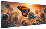 Obraz – Motýľ v zapadajúcom slnku (120x50 cm)