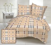 Obliečky krepové Karo hnedé TiaHome - 1x Vankúš 90x70cm, 1x Paplón 140x200cm
