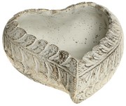 Bielo - zlatý antik cementový kvetináč v tvare srdca Vittel L - 20*17*8 cm