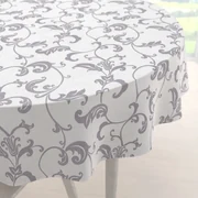 Biante Bavlnený okrúhly obrus Sandra SA-184 Sivé kvetované ornamenty na bielom Ø 110 cm