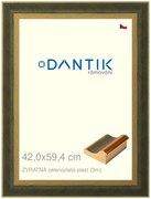 DANTIK rám na obraz 42x59,4 | ZVRATNÁ zelenozlatá plast (Plexi Čiré)