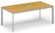 Rokovací stôl PRIMO INVITATION, 240x120 cm, buk + stolná zásuvka TYP I, strieborná