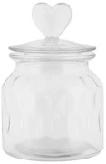 Transparentná sklenená dóza s viečkom a srdiečkom - Ø 11*16 cm