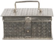 Strieborný kovový úložný box Marcelon - 21 * 14 * 11 cm