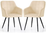 Sada dvoch jedálenských stoličiek LUXANO zamatové, béžové / čierne nohy (2 ks)