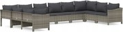 vidaXL 10-dielna sedacia súprava do záhrady, vankúše, sivý Pe ratan
