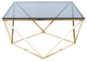 KONFERENČNÝ STOLÍK ZION 80x80 cm ZLATÝ + SKLO
