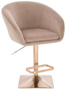 LuxuryForm DESIGN Barová stolička VENICE VELUR na zlatej hranatej podstave - latte