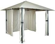 Pergola HWC-J63 so strechou a bočnou stenou 3x3m - krémová