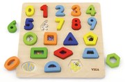 Drevené vkladacie puzzle Viga Čísla a tvary