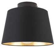 Stropné svietidlo s tienidlom z bavlny čierne so zlatom 25 cm - Combi Black