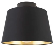 Stropné svietidlo s tienidlom z bavlny čierne so zlatom 25 cm - Combi Black