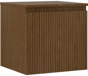 Mexen Rivel, kúpeľňová skrinka 50 cm s hornou časťou, 1 zásuvka, drážkovaná, orech, 91A20-05047-1-BFC86