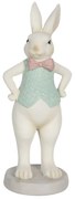 Veľkonočné dekoračné soška králika s ružovým motýlikom - 9 * 8 * 20 cm