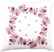 Dekoračný vankúš Ruže 45x45 cm, biely%