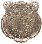Strieborná dekoratívna miska/tanierik v dekore hlavy tigra Tiger - 19*19*2 cm
