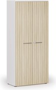 Kancelárska skriňa s dverami PRIMO WHITE, 800 x 420 x 1781 mm, biela/dub prírodná