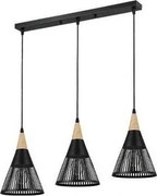 Luster na lanku HIRA 3xE27/60W/230V čierna