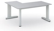 Rohový kancelársky písací stôl PRIMO FLEXIBLE, 160x140 cm, sivá